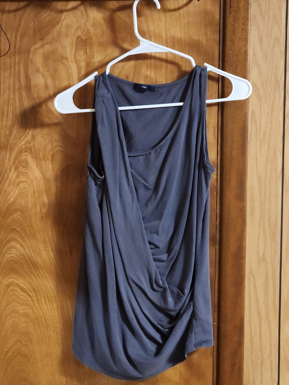 GAP Gray Draped One-Shoulder Tank Top - Picture 2 of 2